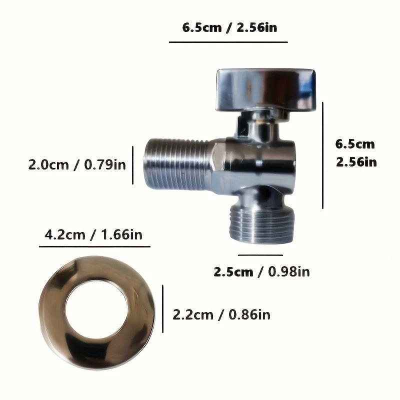 Robinet d'Arrêt d'Angle Chromé 1/2 x 3/4 avec Rosace, Alliage de Zinc
