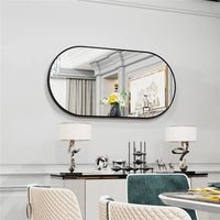 Miroir Mural Ovale Noir avec Cadre Aluminium 100 x 50 cm