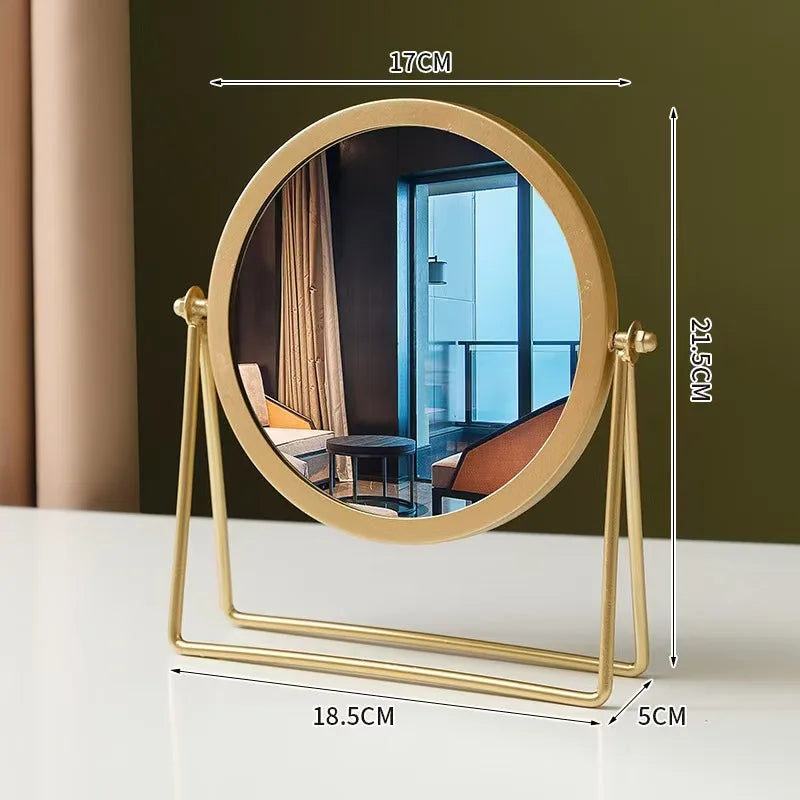 Miroir de Table Rond Rotatif en Métal Doré ou Noir, 17 cm