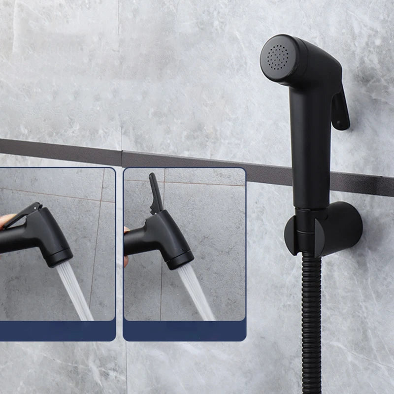 Douchette WC Noire Kit Complet avec Support Mural
