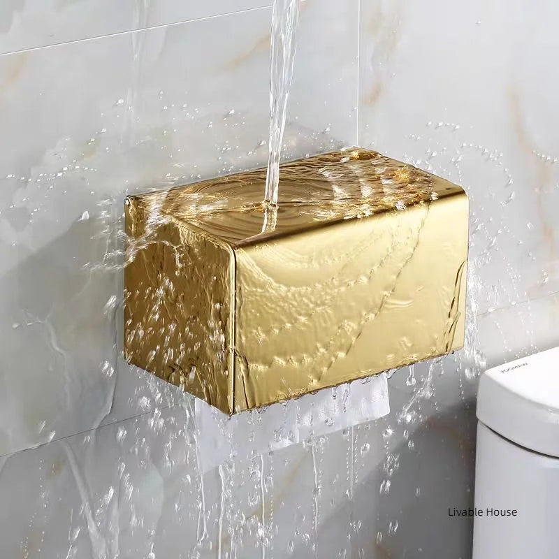 Porte-Papier Toilette Boîte Murale Inox avec Dessus Porte-Téléphone