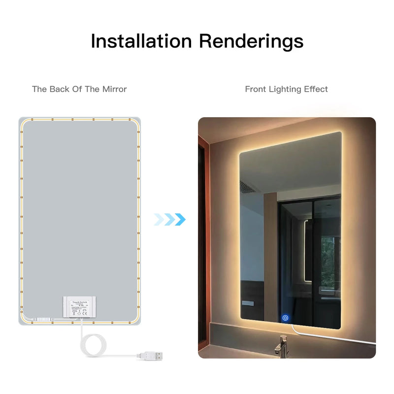 Ruban LED COB USB Tactile pour Miroir et Sous Meuble, 1-5 m