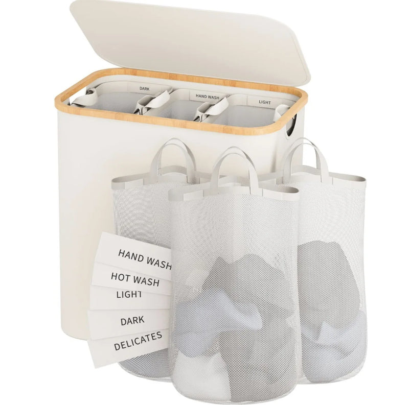 Panier à Linge Étroit avec Couvercle et Sacs Amovibles, 100 L ou 160 L