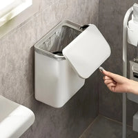 Poubelle Murale de Cuisine Blanche à Couvercle Rabattable, 7 ou 9 L