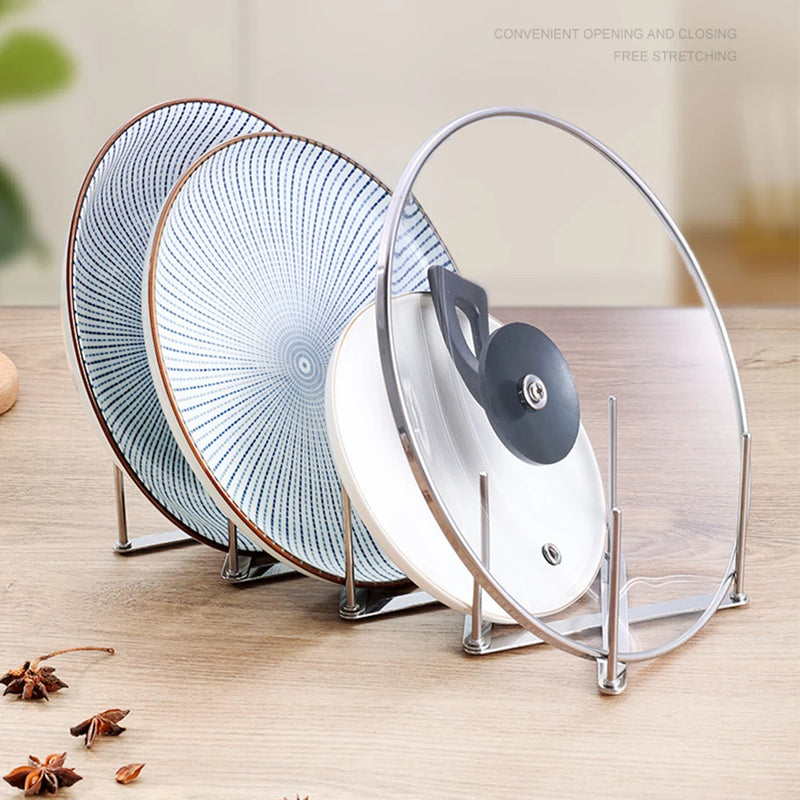 Range-Couvercle Rétractable et Pliable en Inox pour Assiettes, 13 cm Replié