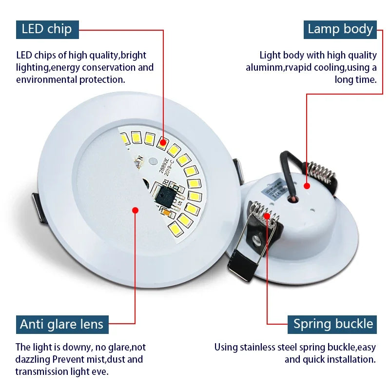 Spot LED Encastrable Cuisine Rond Blanc sans Transformateur, 3 à 15 W