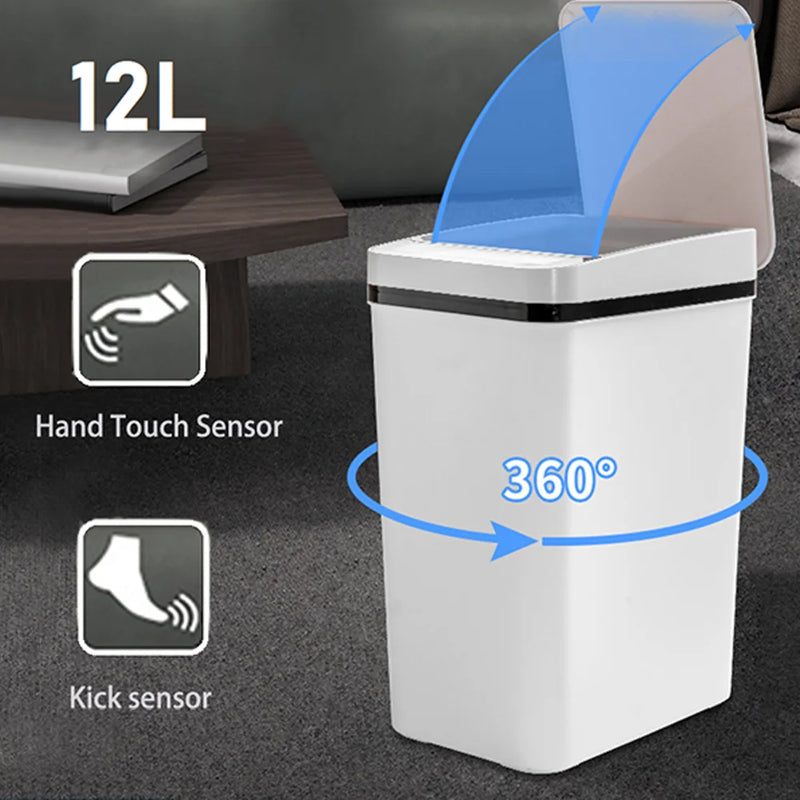 Poubelle Salle de Bain Automatique 12L Anti-Odeurs Capteur