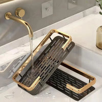 Étagère de Salle de Bain d'Angle Sans Perçage 2 Niveaux