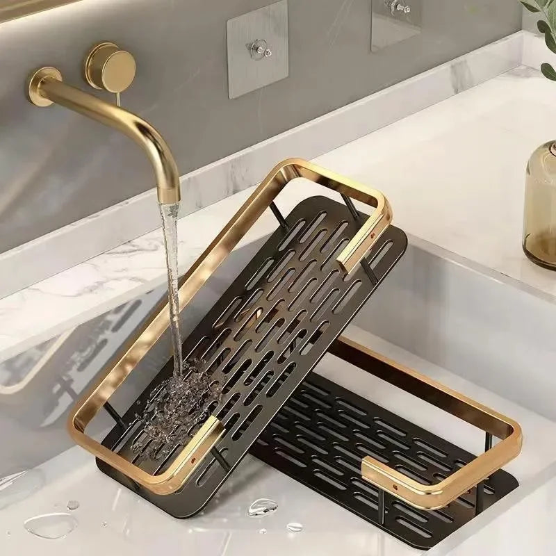 Étagère de Salle de Bain d'Angle Sans Perçage 2 Niveaux