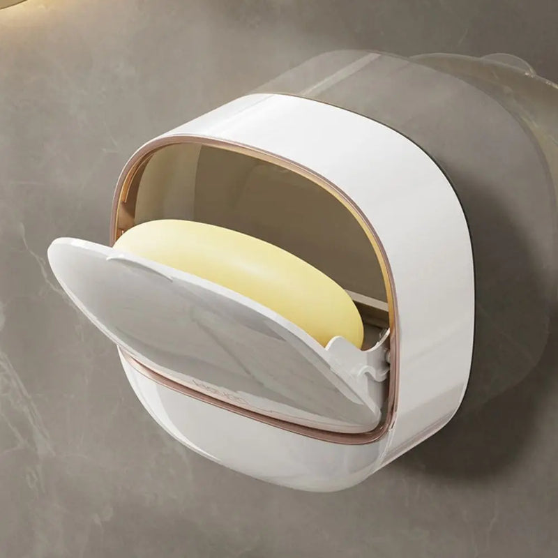 Porte-Savon Mural à Couvercle et Drainage, Vert, Blanc ou Beige, 2 Formats
