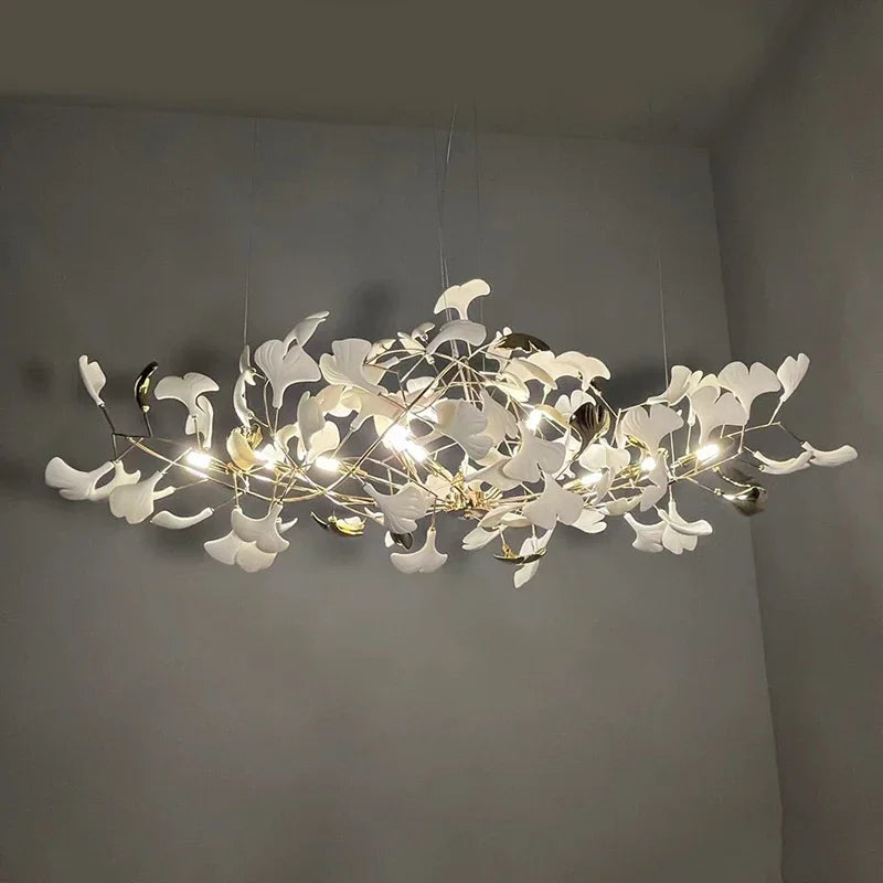 Suspension Cuisine Feuilles de Ginkgo Doré, Céramique ou Acrylique, à la Pièce