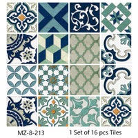 Lot de 16 Stickers Carrelage Adhésifs Motif Aquarelle