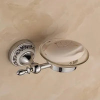 Accessoires Salle de Bain Chromé Céramique Bleu et Blanc à la Pièce, 23 Articles