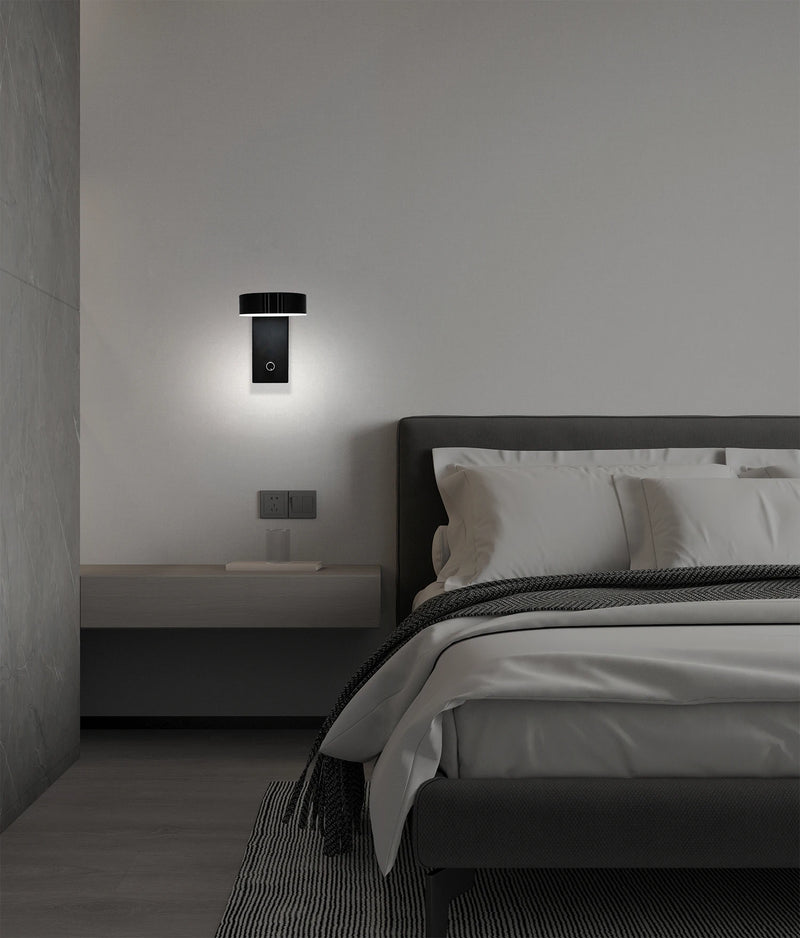 Applique Murale à Brancher LED Orientable 350°, Câble 1,5 m, Noire