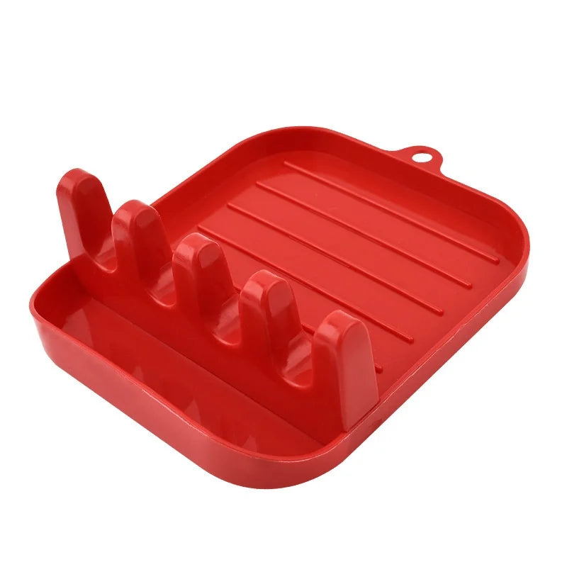 Repose-Cuillère et Spatule à Plateau Rainuré, Plastique PP, 7 Coloris