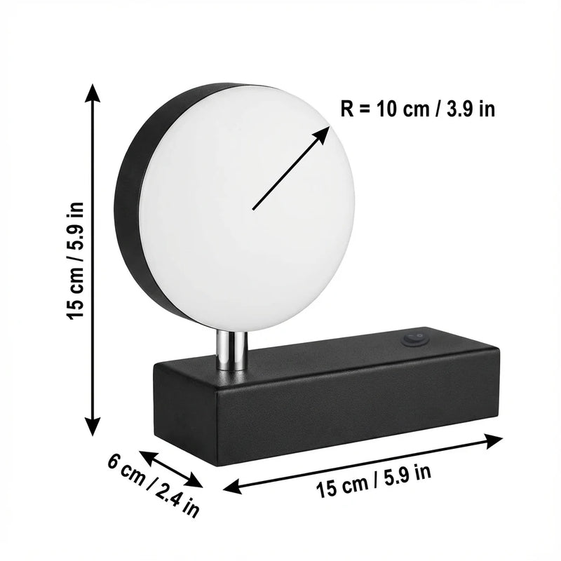 Applique Murale à Brancher LED Orientable 350°, Câble 1,5 m, Noire