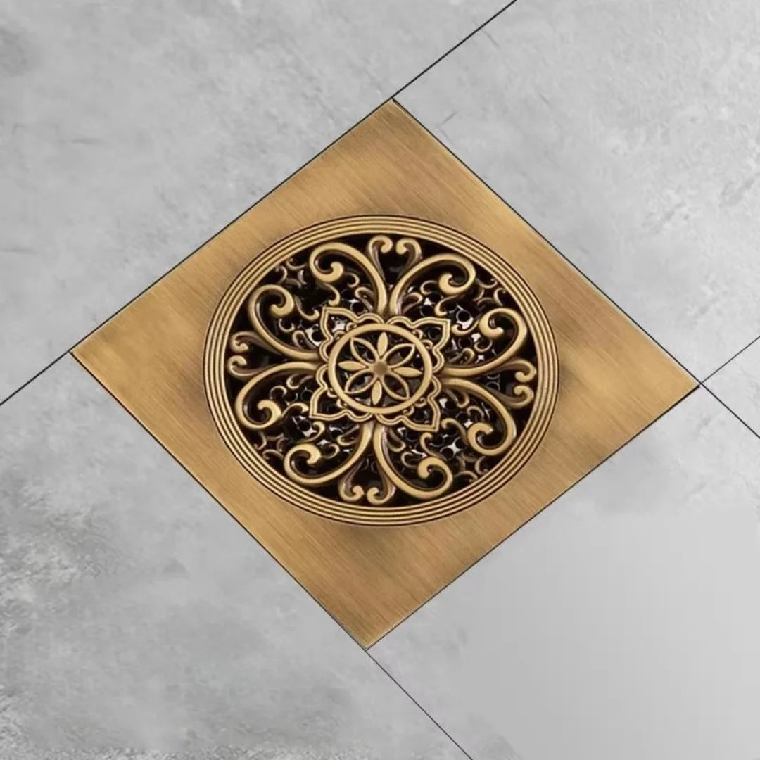 Bonde de Douche Carrée Laiton Sculpté 15 x 15 cm, 3 Motifs