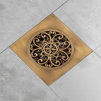 Bonde de Douche Carrée Laiton Sculpté 15 x 15 cm, 3 Motifs