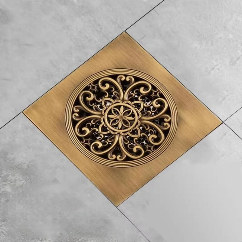 Bonde de Douche Carrée Laiton Sculpté 15 x 15 cm, 3 Motifs