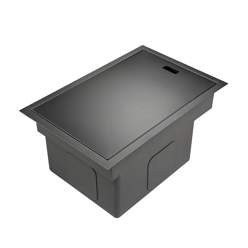 Évier Inox Noir 45 x 30 cm avec Couvercle et Robinet Rabattable