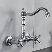 Mitigeur de Cuisine Laiton Antique Bec Long Pivotant Double Poignée