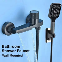 Robinet Baignoire Mural Cascade en Laiton, Seul ou avec Douchette, 3 Finitions