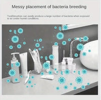 Porte-Brosse à Dents Mural 4 Places, Distributeur de Dentifrice et Lampe UV, Noir ou Blanc