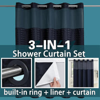 Rideau de Douche Sans Crochets avec Doublure Clipsable, 8 Coloris