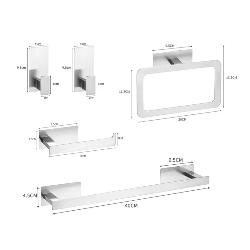 Accessoires Salle de Bain Inox Adhésifs Sans Perçage