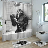 Rideau de Douche Chimpanzé Chantant Noir et Blanc 90 à 240 cm
