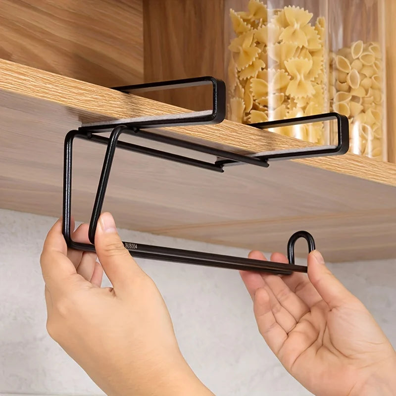Porte-Rouleau Essuie-Tout Suspendu Noir, Sans Perçage, à Crochets pour Cuisine