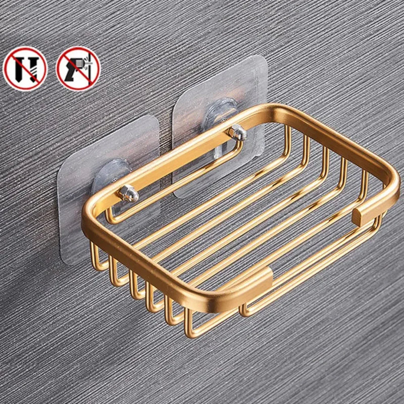 Porte-Savon Mural Aluminium sans Perçage à Grille de Drainage 13 cm