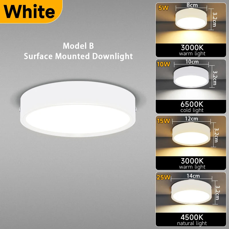 Plafonnier LED Cuisine en Saillie Rond Doré Noir Blanc 8 à 14 cm