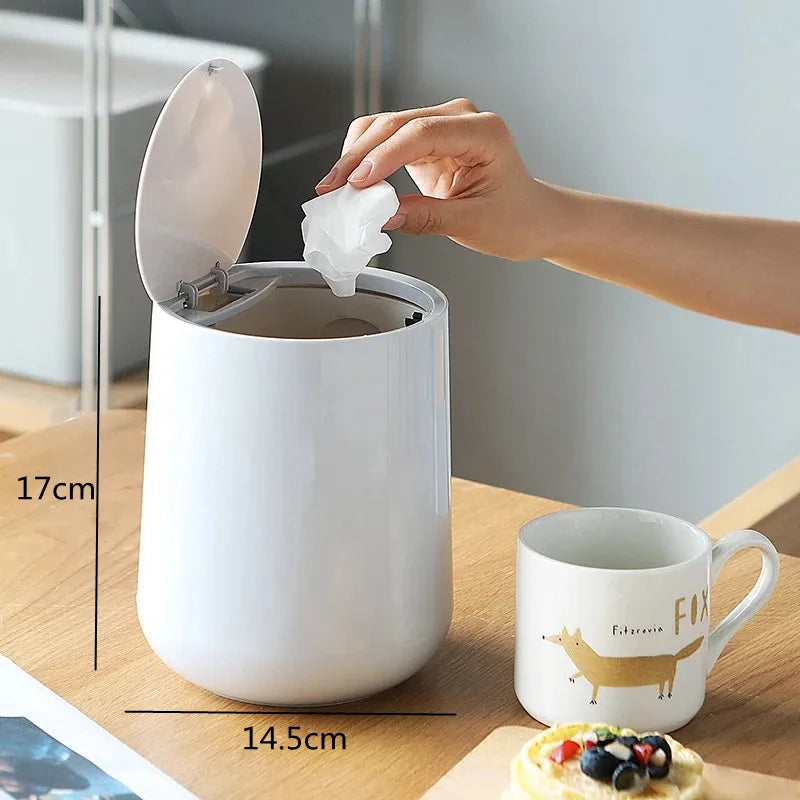 Petite Poubelle Ronde de Salle de Bain Couvercle Pivotant
