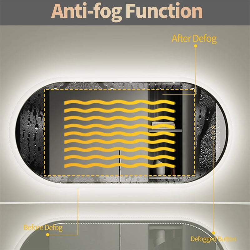 Miroir LED Salle de Bain Ovale Anti-Buée Tactile 80 x 50 cm