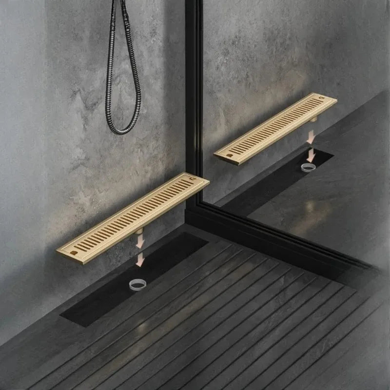Caniveau de Douche Rectangulaire Inox 304 Anti-Odeur 10 x 60 cm