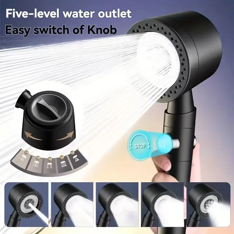 Pommeau de Douche 5 Modes Filtrant Panneau Inox