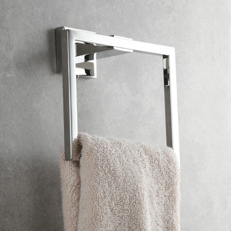 Porte-Serviette Anneau Carré Mural en Inox 304, 4 Finitions