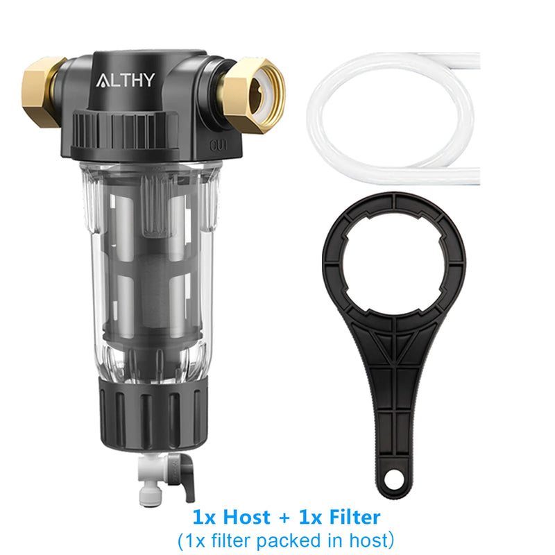 Préfiltre Toute la Maison Lavable à Contre-Courant, Tamis Inox 316L, Clé Fournie