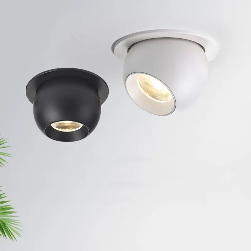 Spot LED Encastrable Rond Orientable, Noir ou Blanc, 7 à 12 W