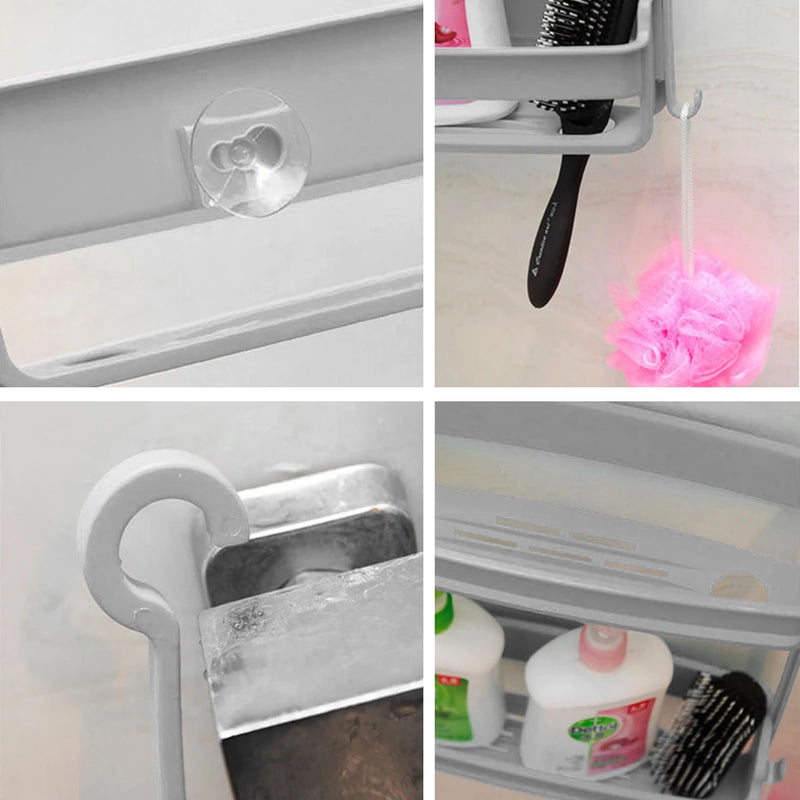 Étagère de Douche à Suspendre à 2 Niveaux en Plastique, 68 cm