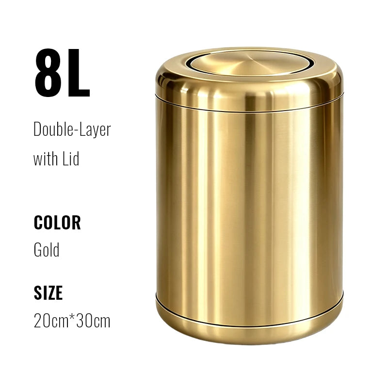 Poubelle de Salle de Bain Luxe Inox Double Couche 8 ou 10 Litres