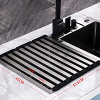 Égouttoir à Vaisselle Enroulable Inox 304 sur Évier, 35 à 55 cm