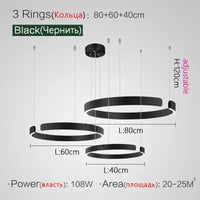 Suspension Cuisine LED Anneaux Ouverts, Ø 40 à 80 cm