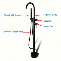 Robinet Baignoire sur Pied Deux Leviers, Inverseur et Douchette, 7 Finitions