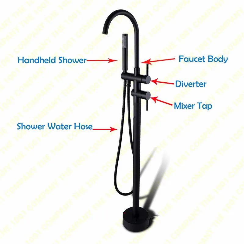 Robinet Baignoire sur Pied Deux Leviers, Inverseur et Douchette, 7 Finitions