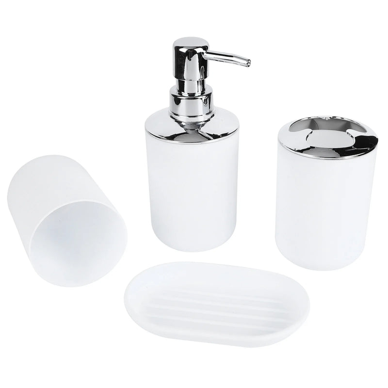 Set Accessoires Salle de Bain Blanc ou Gris, 4 Pièces avec Distributeur