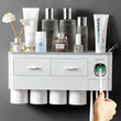 Porte-Brosse à Dents Mural Sans Perçage avec Distributeur de Dentifrice et Gobelets