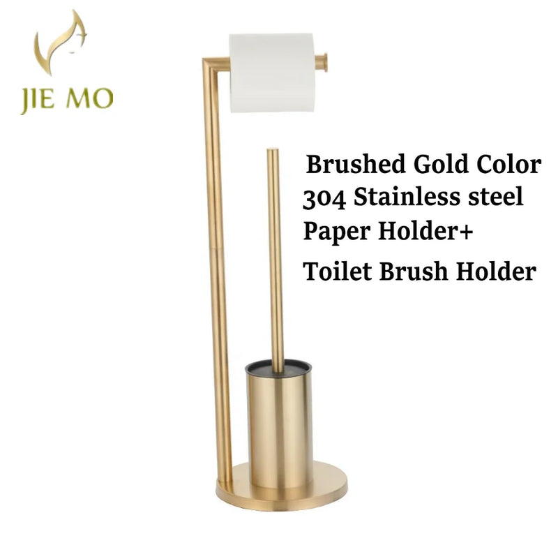 Porte-Papier Toilette sur Pied Inox 304 avec Réserve ou Brosse WC