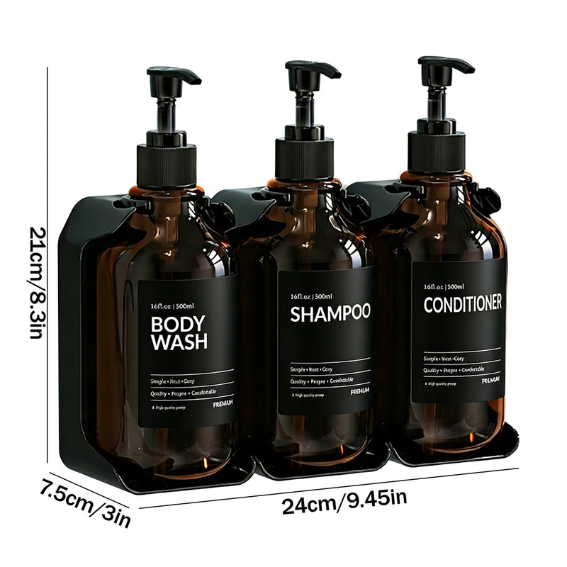 Distributeur de Savon Mural Douche Sans Perçage Lot de Flacons
